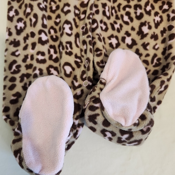 Carter's Micro Fleece Snap - Brown Pink Animal Print Kitty - Picture 4 of 6